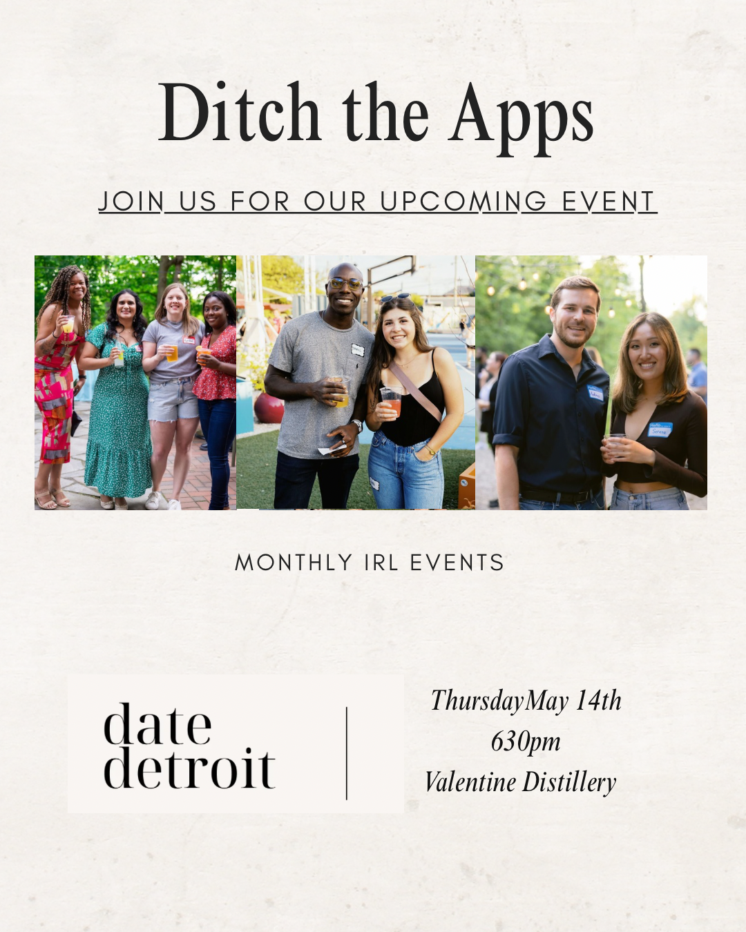 DateDetroit Singles Mixer at Valentine Distillery