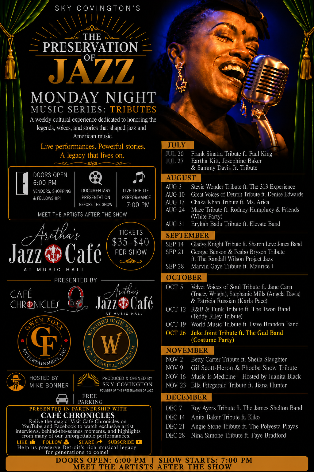 Sky Covington's Preservation of Jazz Announces the 2026 Monday Night Music Series: Tributes